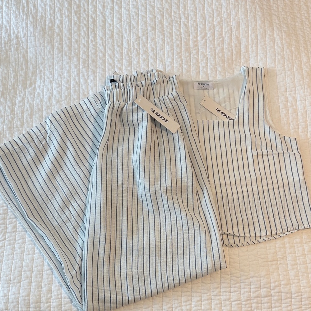 Workshop Blue and White Striped Set